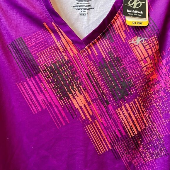NORDIC TRACK DRI LONG SLEEVE MESH TEE PURPLE PRINT SIZE LARGE - Picture 2 of 6